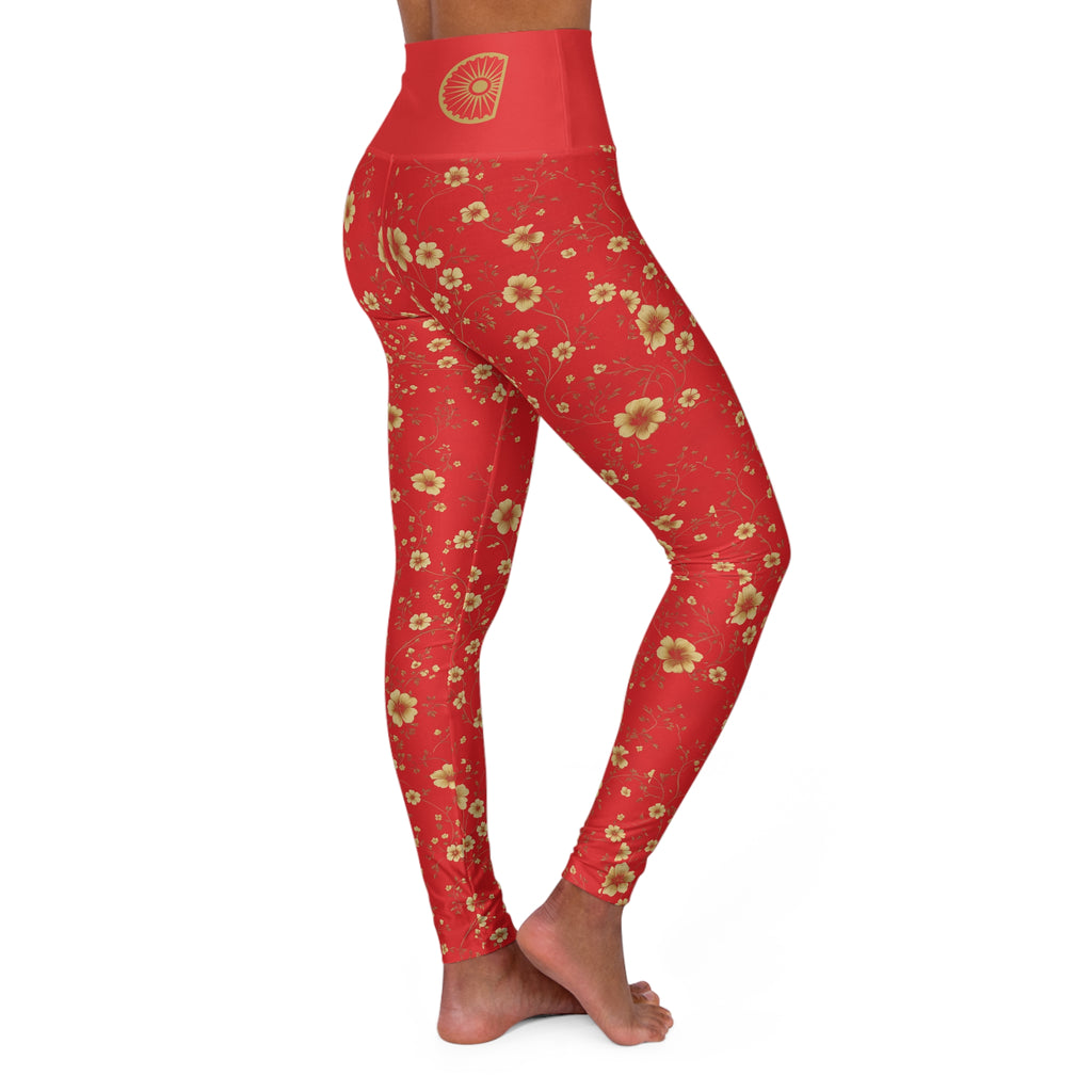 Japa - High Waisted Yoga Leggings - Red