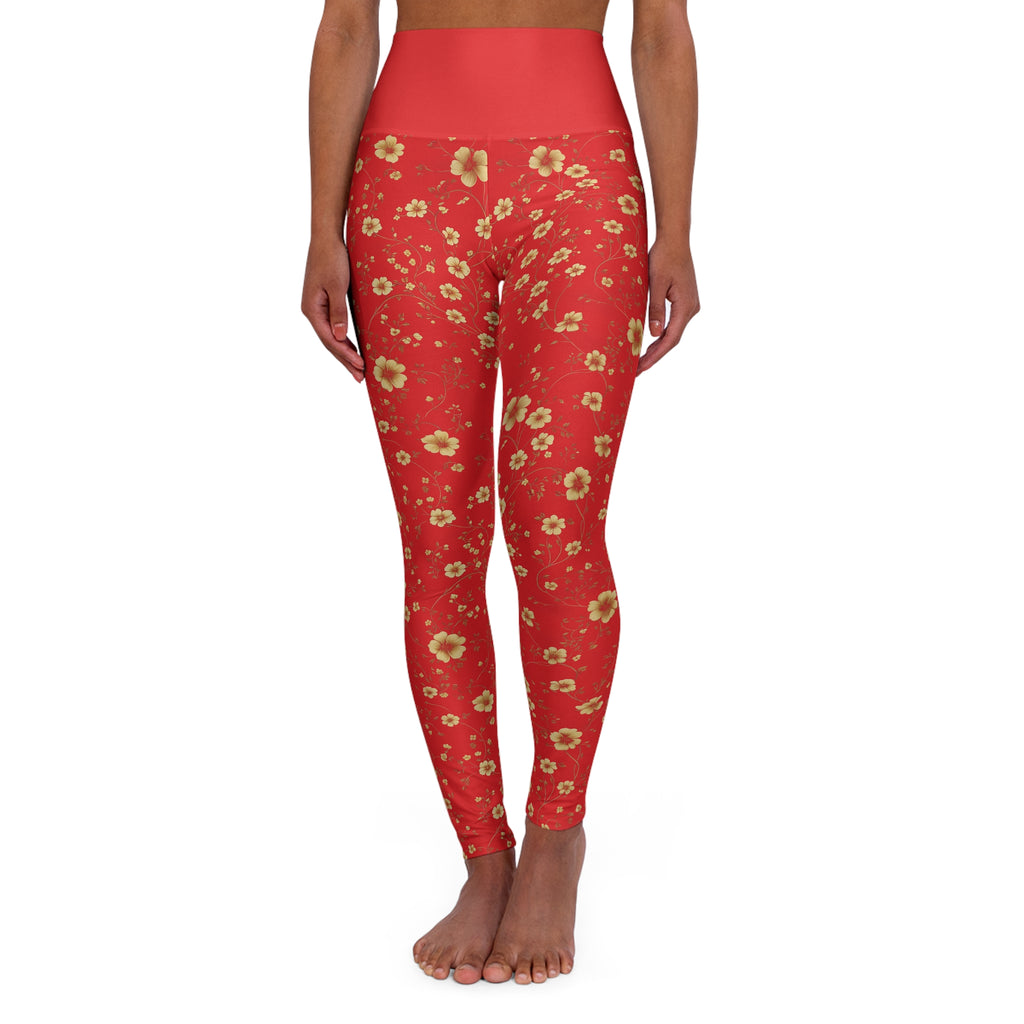 Japa - High Waisted Yoga Leggings - Red