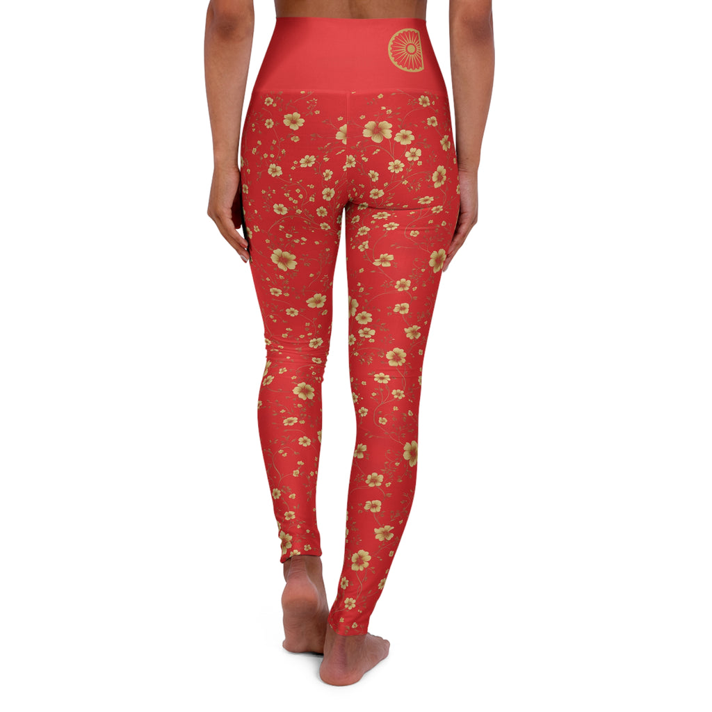 Japa - High Waisted Yoga Leggings - Red