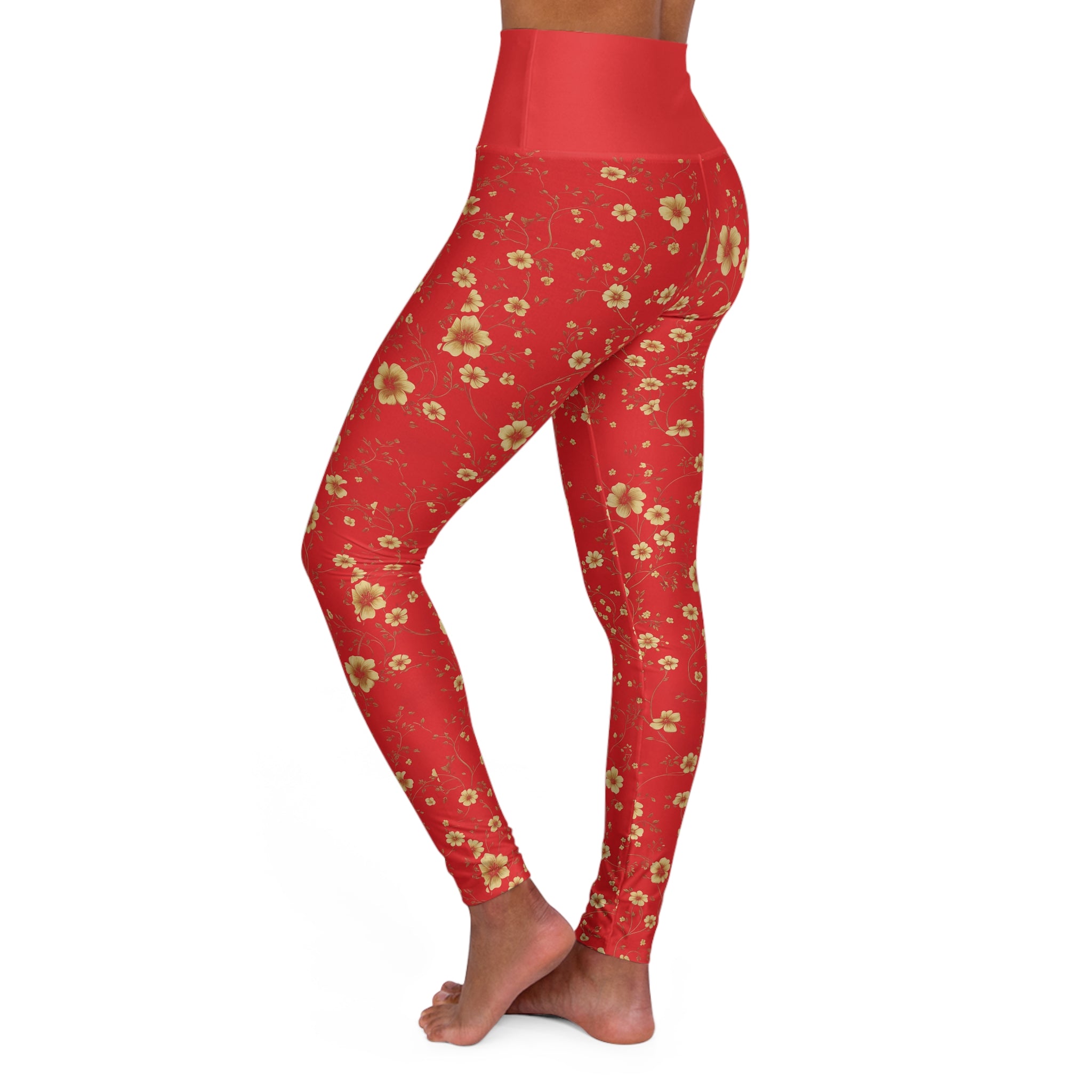 Japa - High Waisted Yoga Leggings - Red